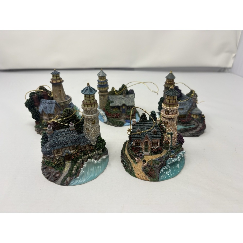 Vintage Thomas Kinkade Illuminated Series Ornaments set of 5